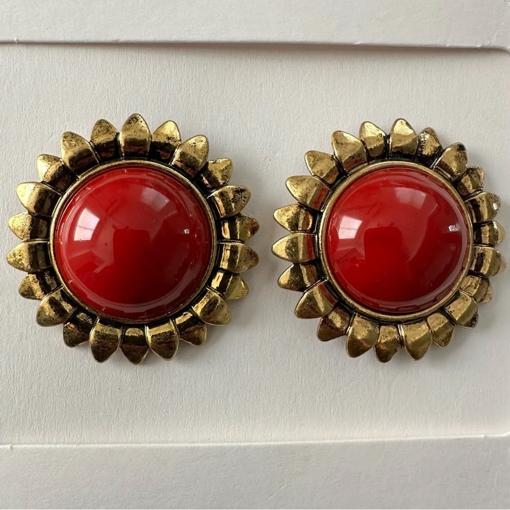 Zara Radiant Gold and Red Earrings